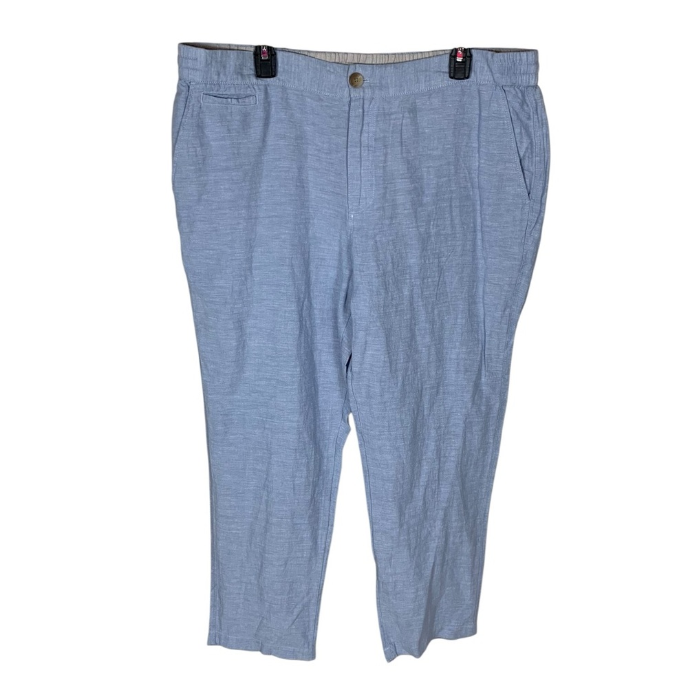 Men's Panama Jack Blue Linen Cotton Flat Front Relaxed Pants Size XL Beach